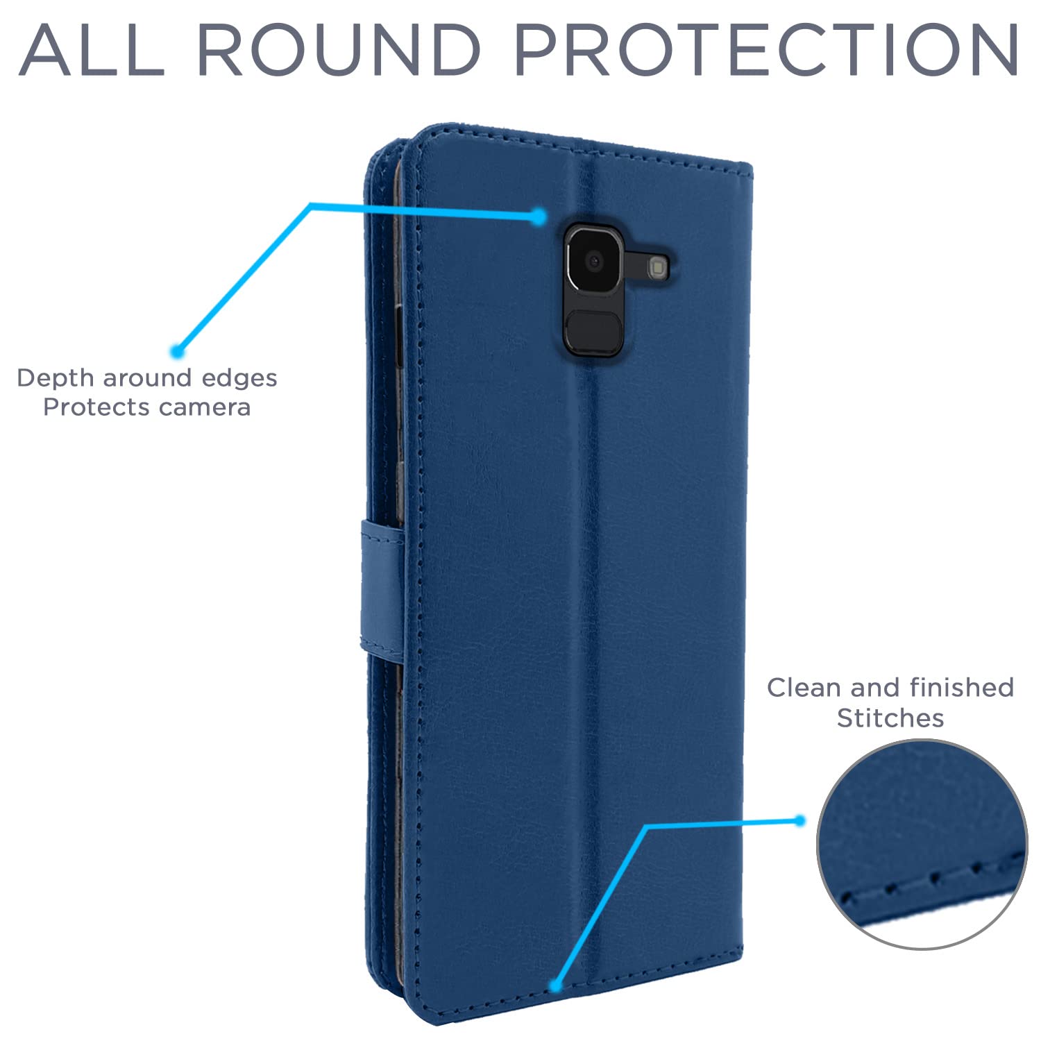 Pikkme Samsung Galaxy J6 2018 Vintage Flip Cover (Blue)
