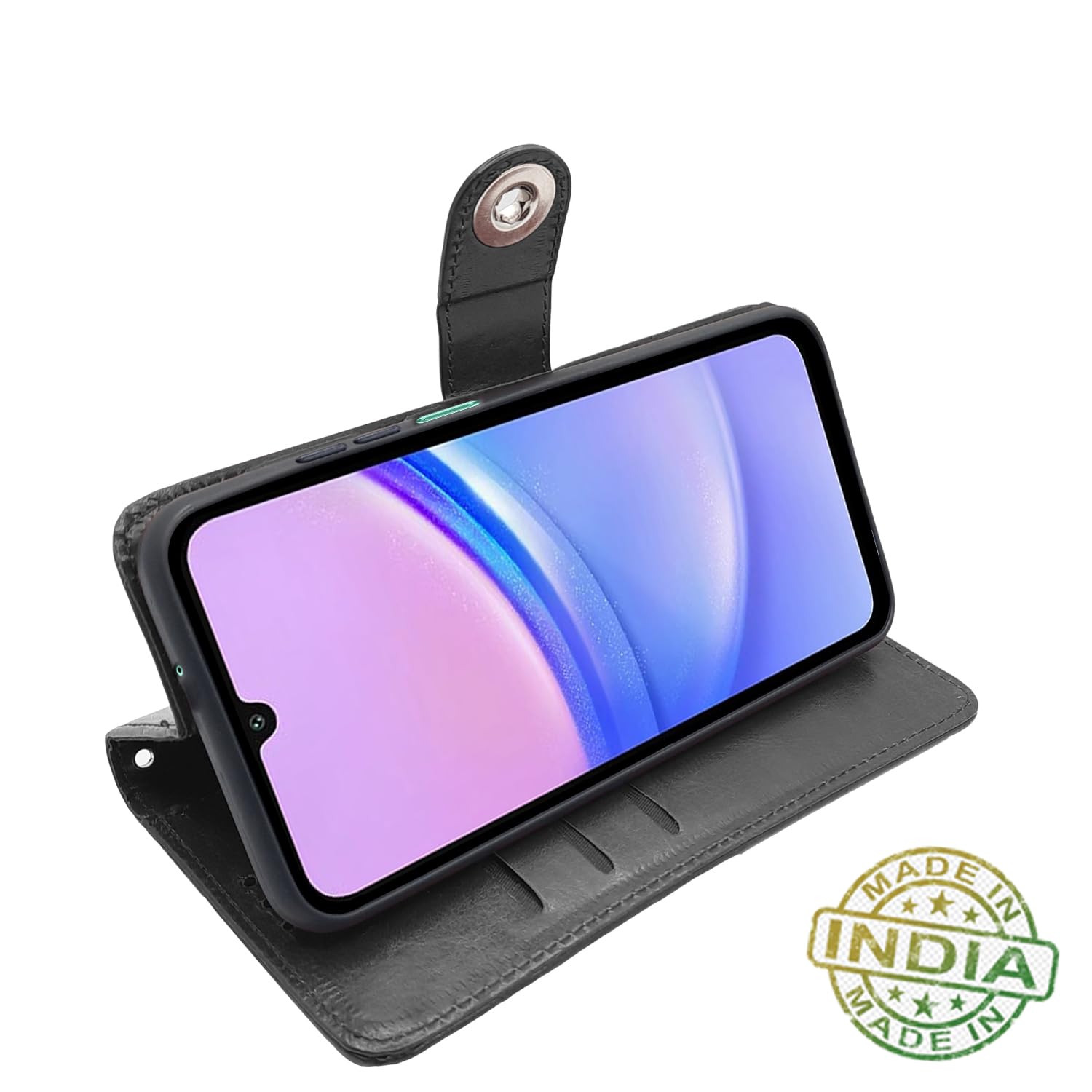Samsung F15/M15/M15 Prime 5G Button wallet flip cover in black by Pikkme – photo 5