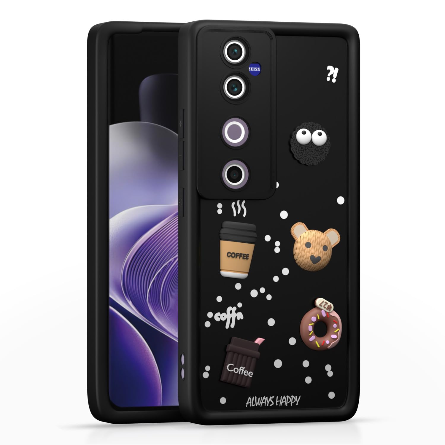 Vivo V40 5G / V40 Pro 5G / T3 Ultra 5G Cute Fun Cartoon 3D Bear Silicone Full Body Protection cartoon - Black