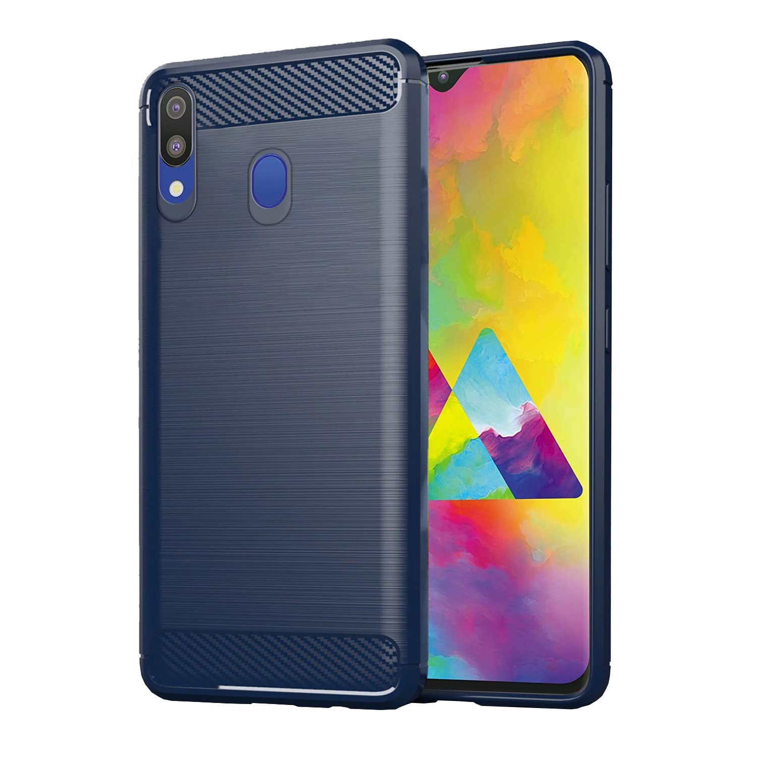 Samsung Galaxy M20 Hybrid Carbon Fiber Back Cover - Blue