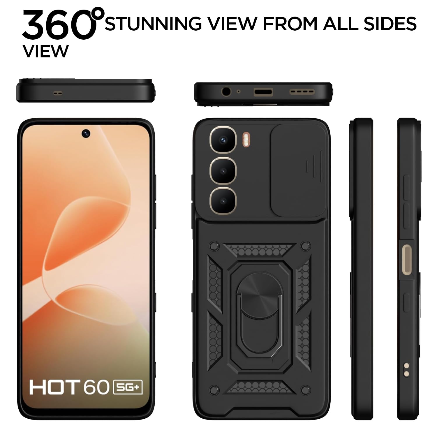 Pikkme Infinix Hot 60 5G/360 D10 Camera Shield black mobile back cover – photo 5