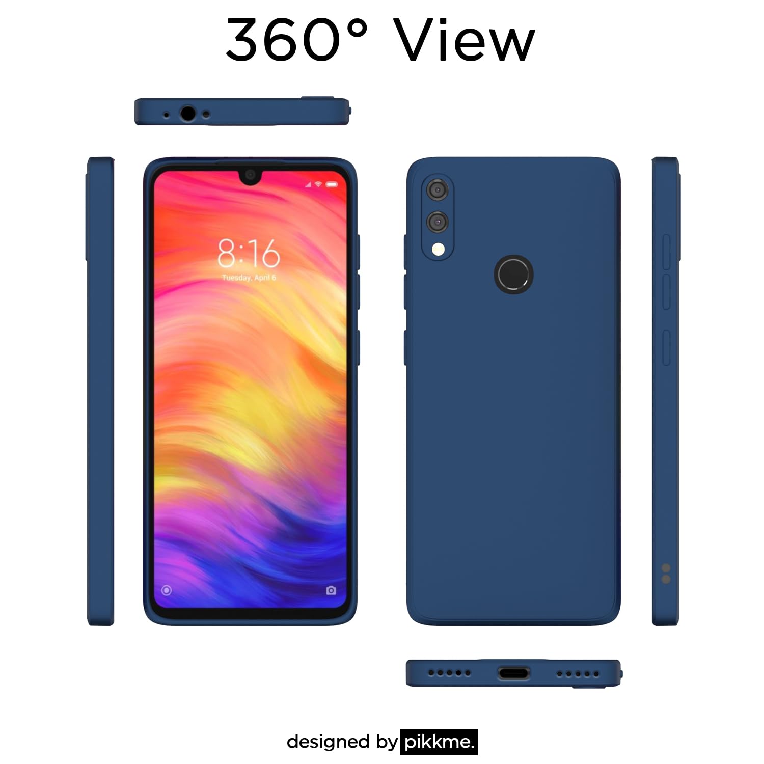 Pikkme Redmi Note 7 Pro Liquid Silicone Back Cover (Blue)
