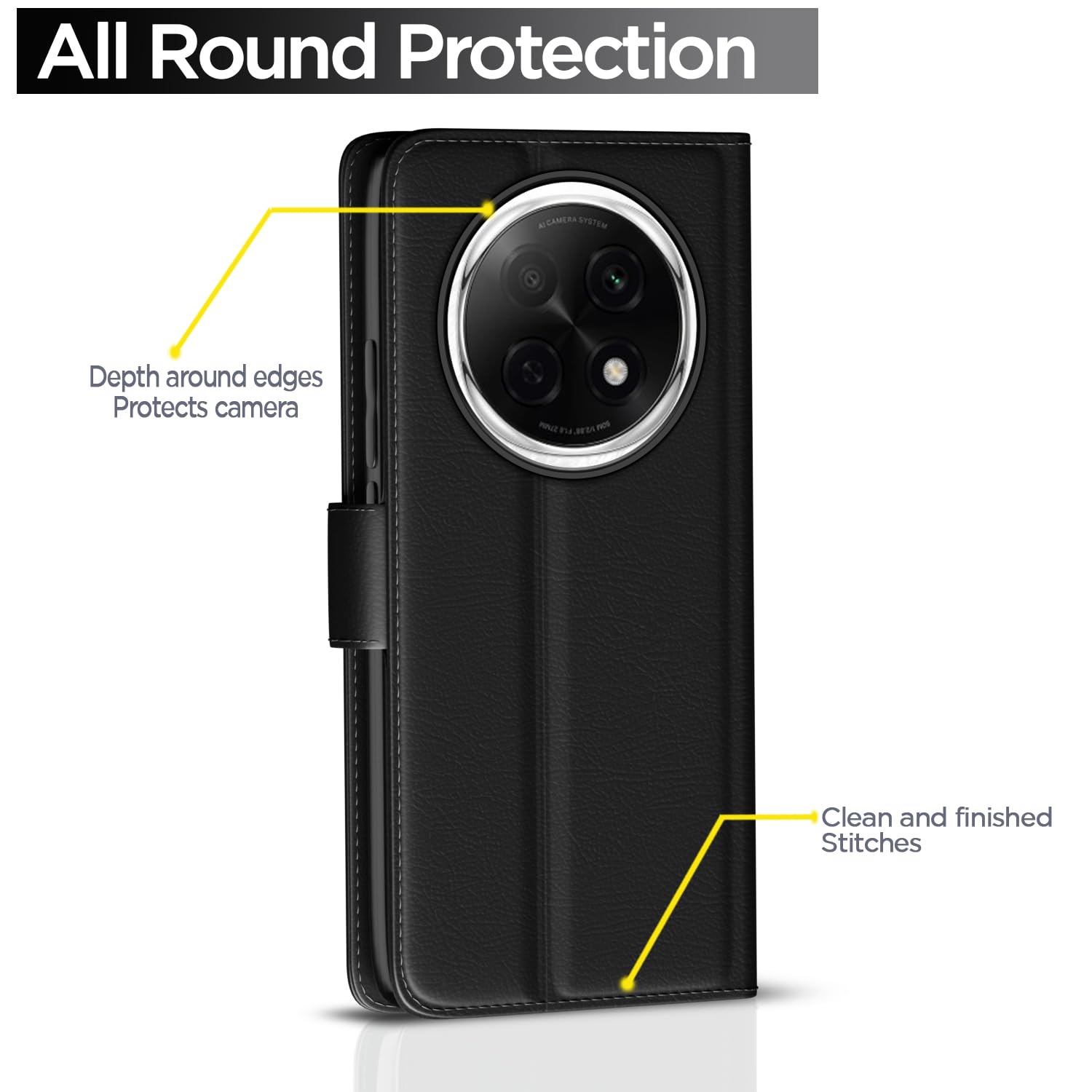 Pikkme Oppo F29 Pro 5G Vintage Flip Cover (Black)