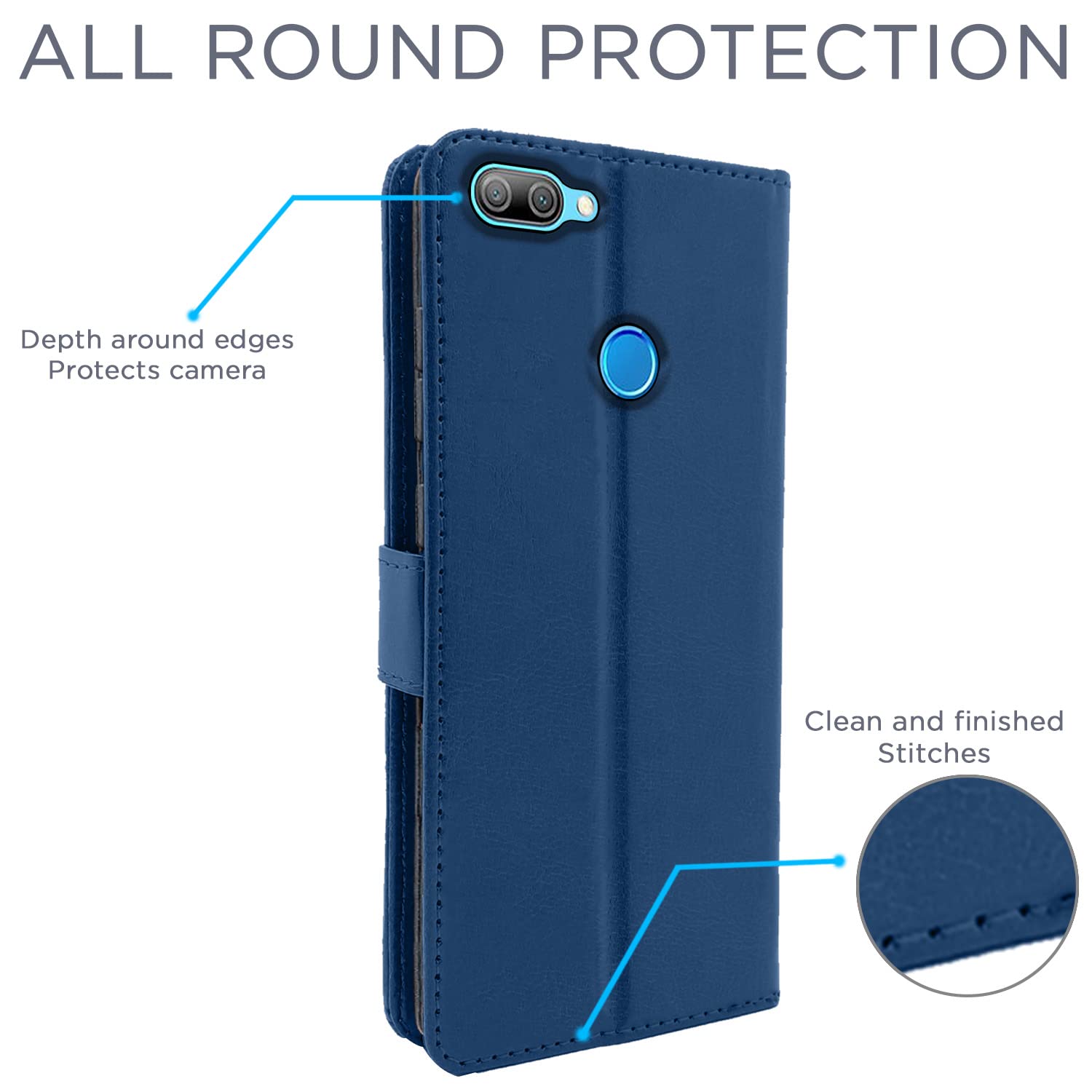 Pikkme Honor 9N Flip Case Vintage Flip Cover (Blue)