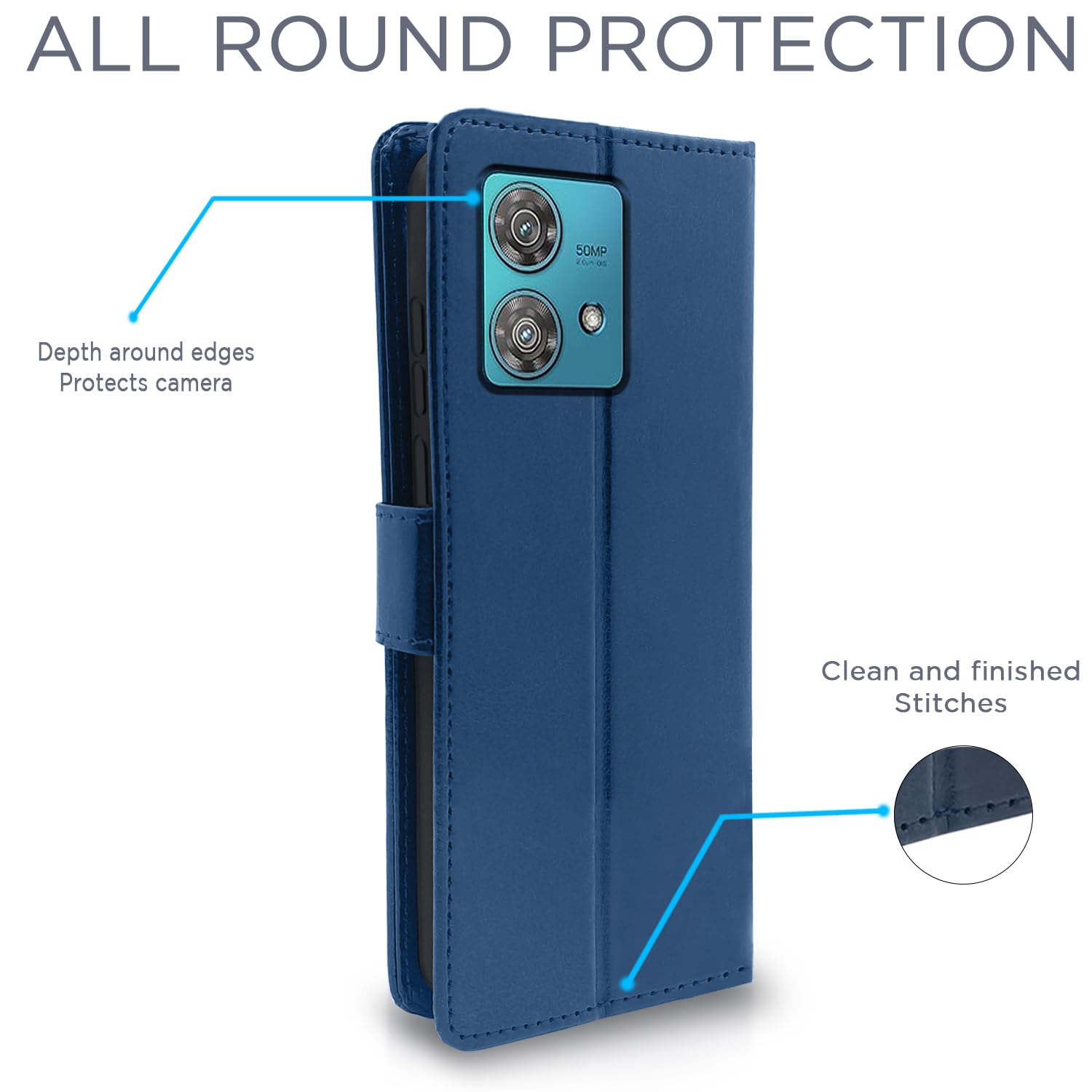 Moto Edge 40 Neo 5G Wallet mobile flip cover in blue by Pikkme – photo 4