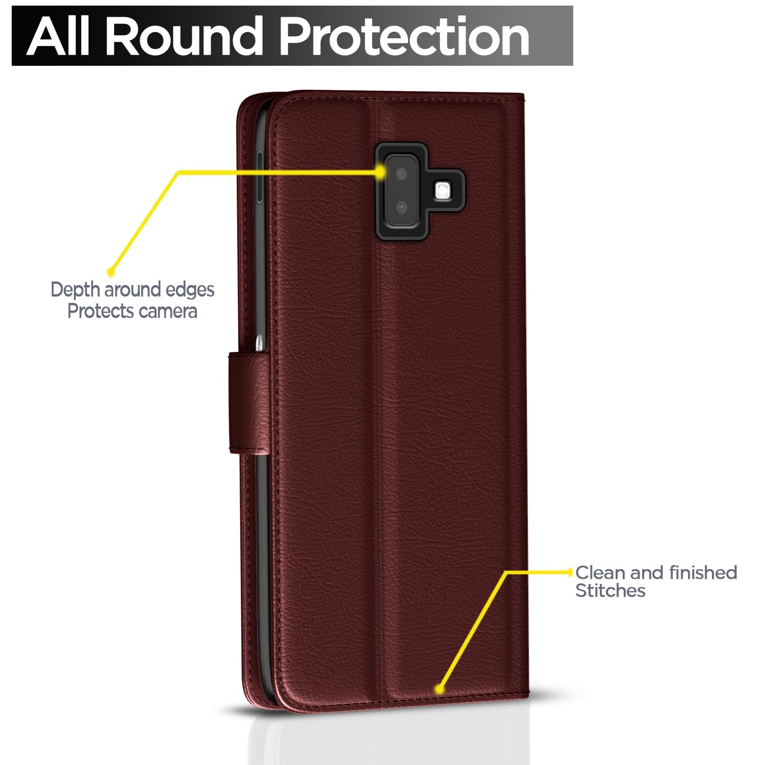 Pikkme Samsung J6 Plus Wallet brown flip cover – photo 4