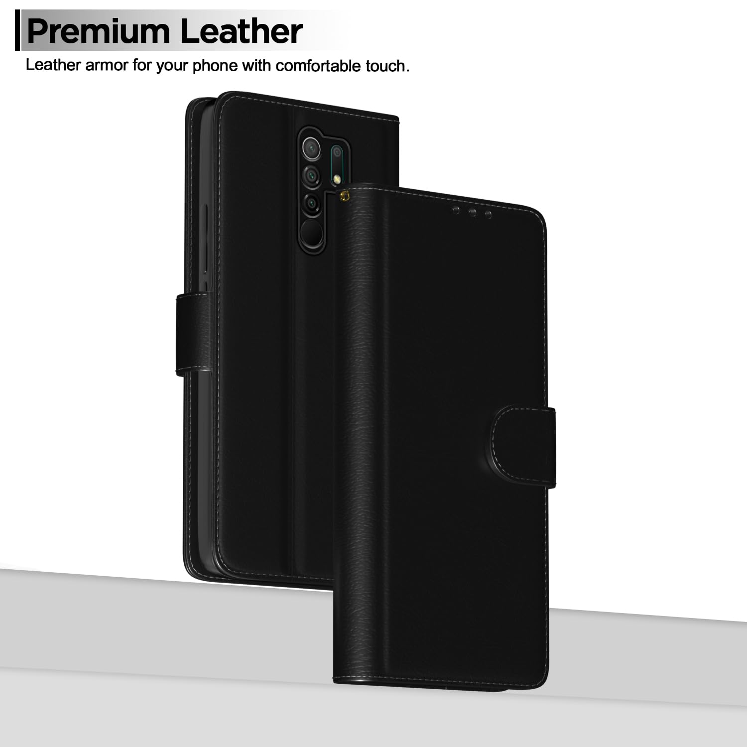 Pikkme Redmi 9 Prime Vintage Flip Cover (Black)