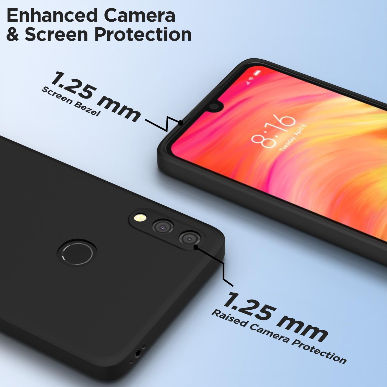 Pikkme Redmi Note 7 Pro Liquid Silicone Back Cover (Black)