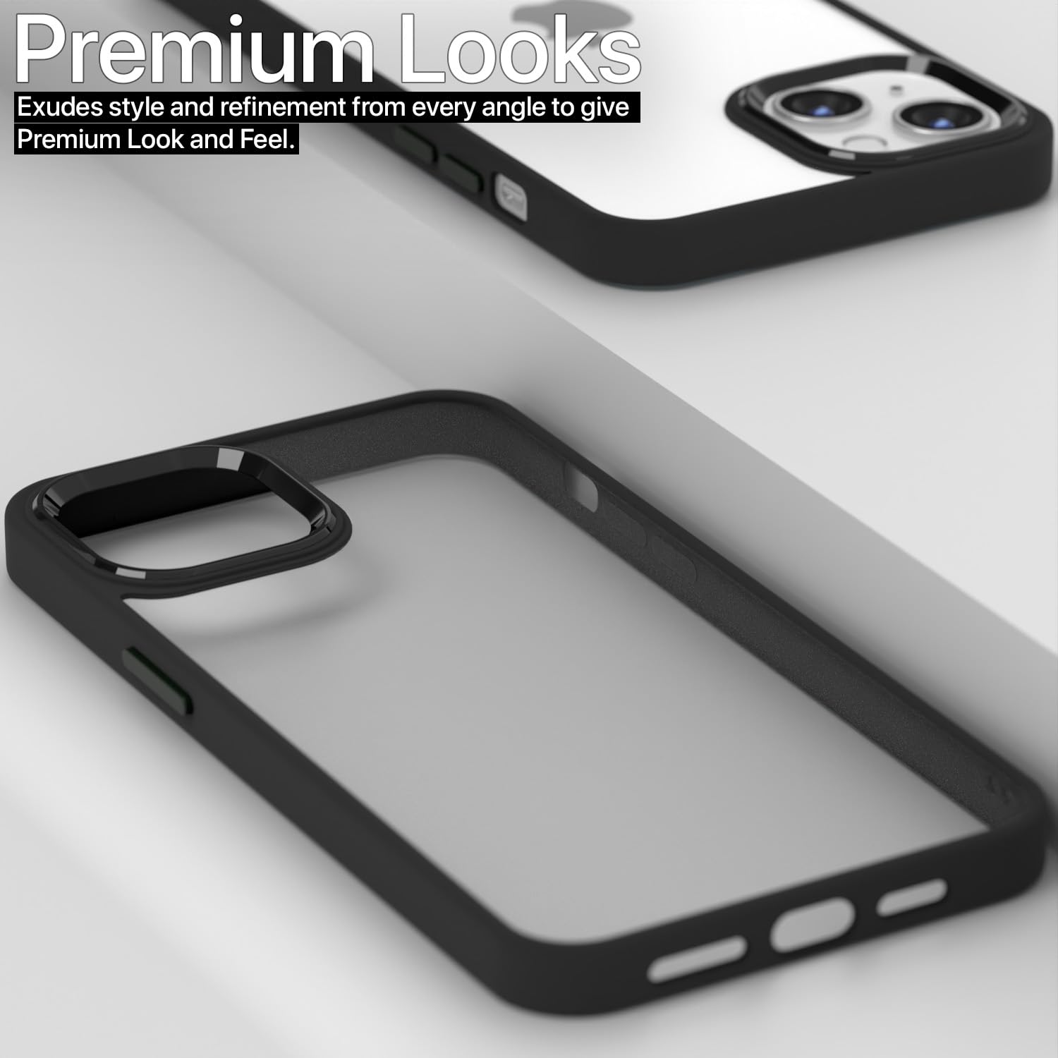 Pikkme iPhone 14 Chrome Metal Ring Back Cover (Black)