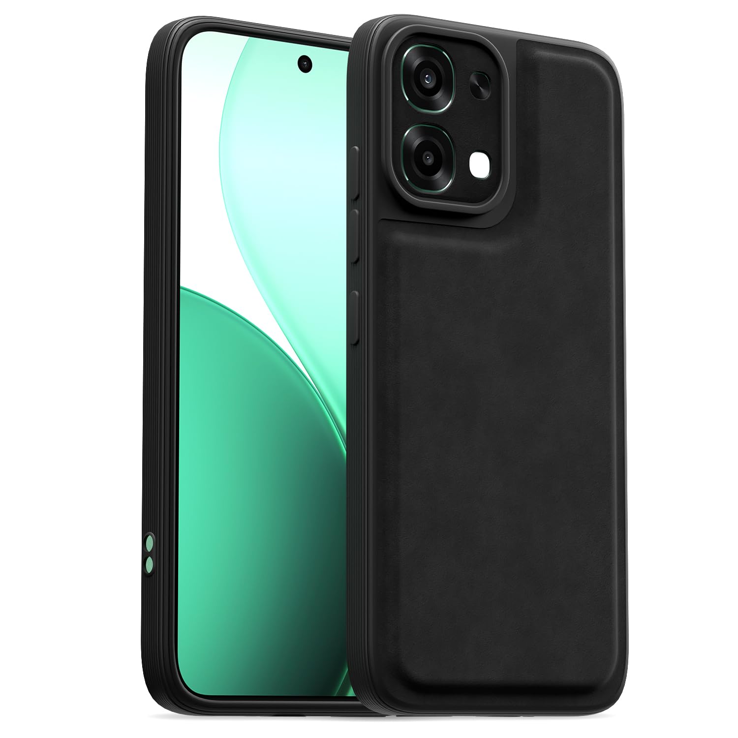 Pikkme black Leather mobile back cover for Oppo F31/F33 5G