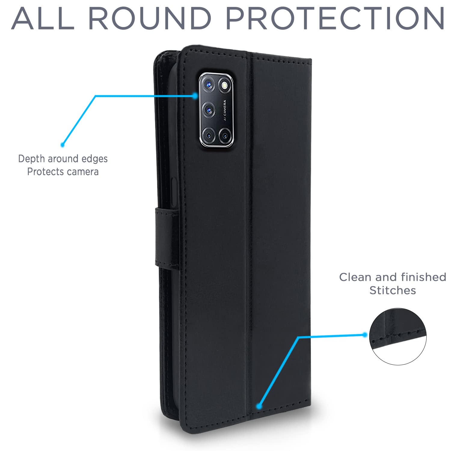 Oppo A52 Wallet flip case in black by Pikkme – photo 4