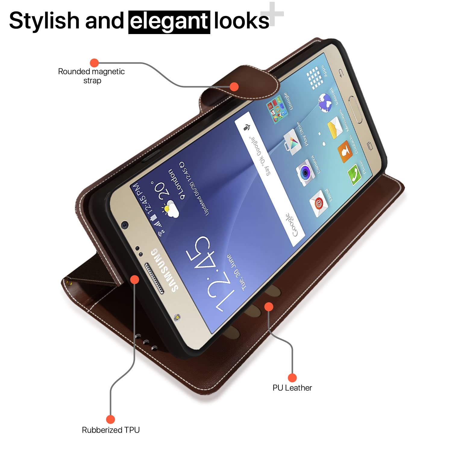 Pikkme Samsung J7 2015/J7 brown & coffee flip case – photo 3