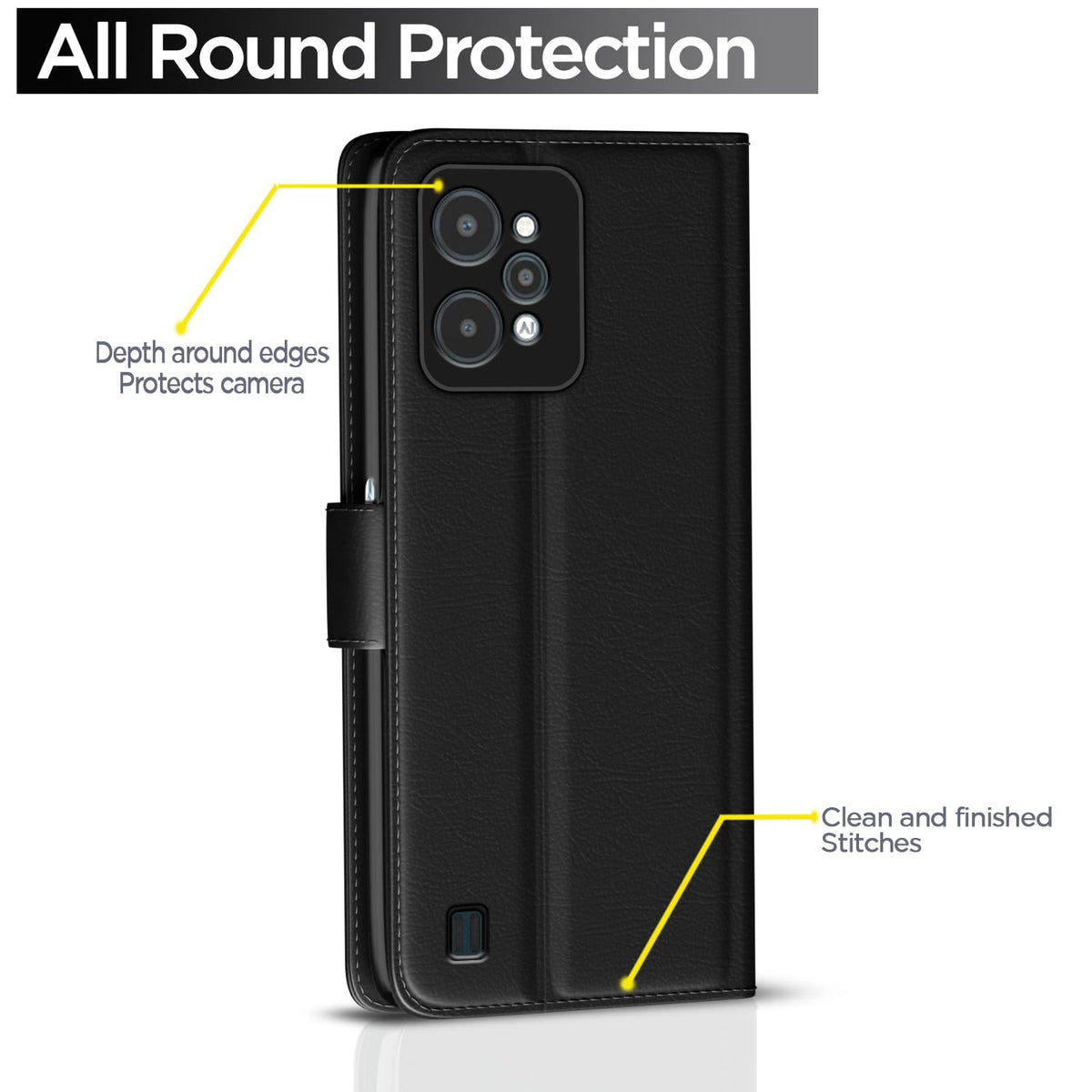 Black Wallet mobile flip cover for Realme C31 – Pikkme – photo 4