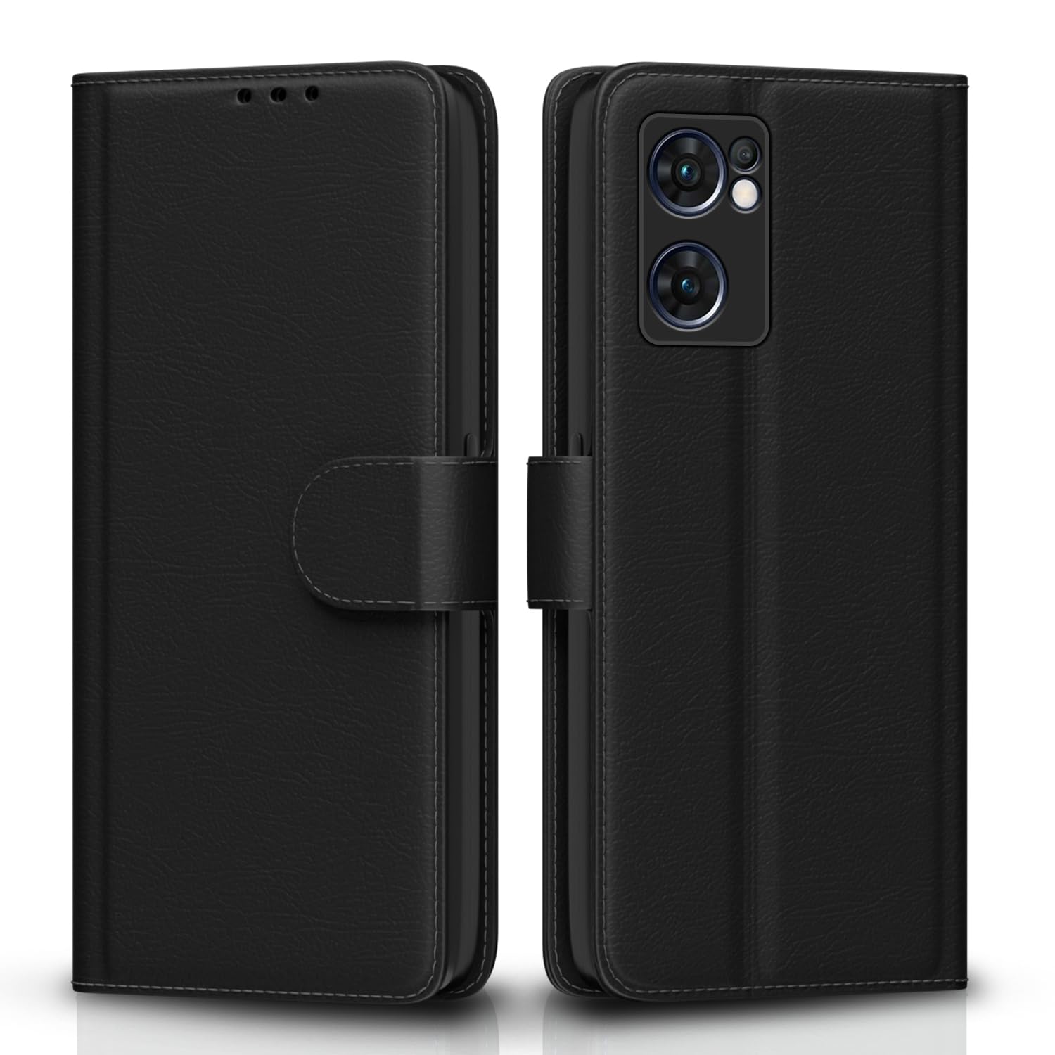Pikkme black wallet flip cover for Oppo Reno 7 5G