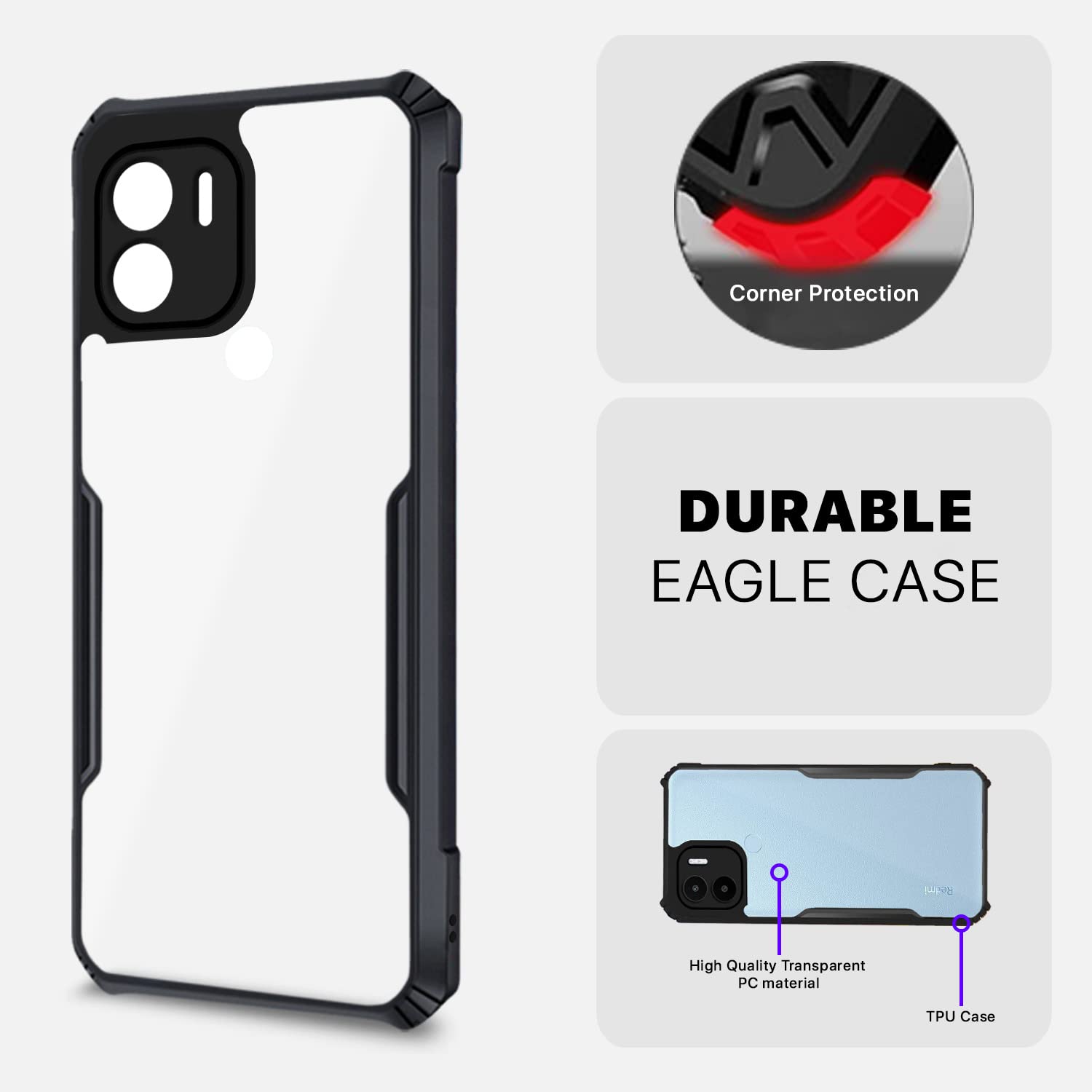 Pikkme Poco C51/Redmi A1 Plus/Redmi A2 Plus/C50 Hybrid black mobile cover – photo 5
