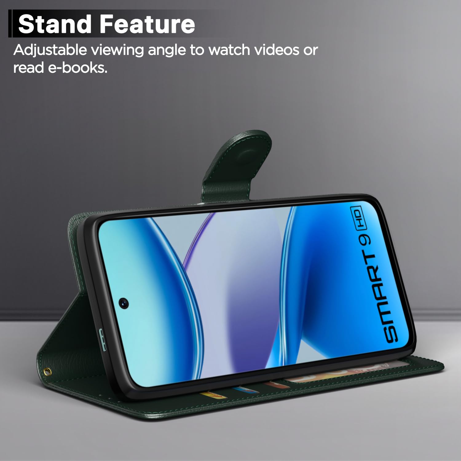 Infinix Smart 9 Wallet mobile flip cover in green by Pikkme – photo 3