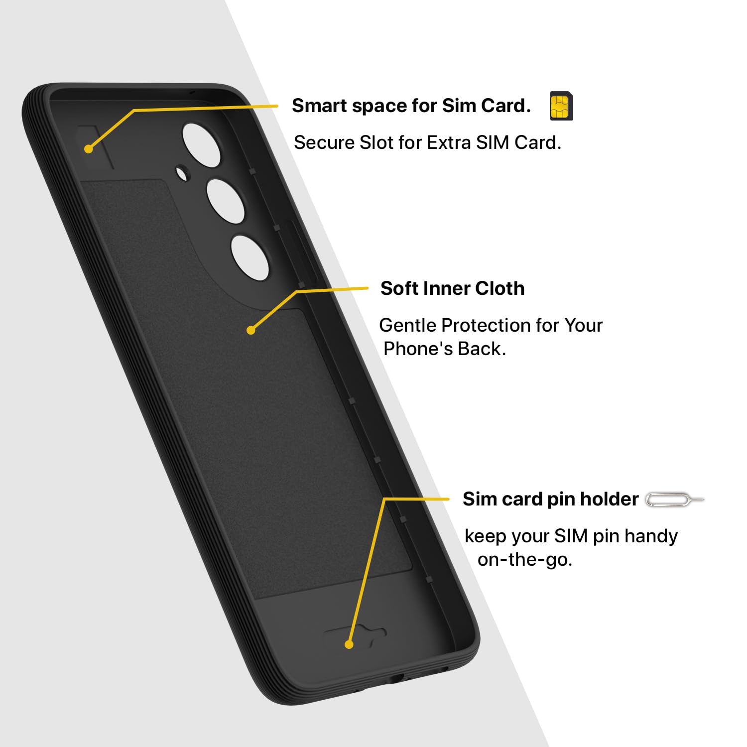 Pikkme Samsung Galaxy A36 5G Shockproof Soft Flexible Gencase Back Cover (Black)