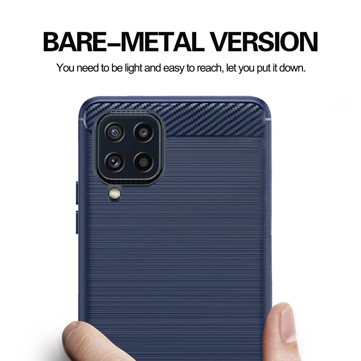 Pikkme Samsung Galaxy M32 4G / M32 Prime Hybrid Carbon Fiber Back Cover | Blue