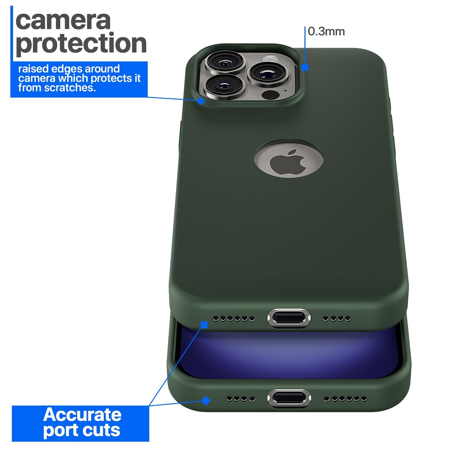 Pikkme iPhone 16 Pro Max Super Soft Silicone Back Cover (Atrovirens)