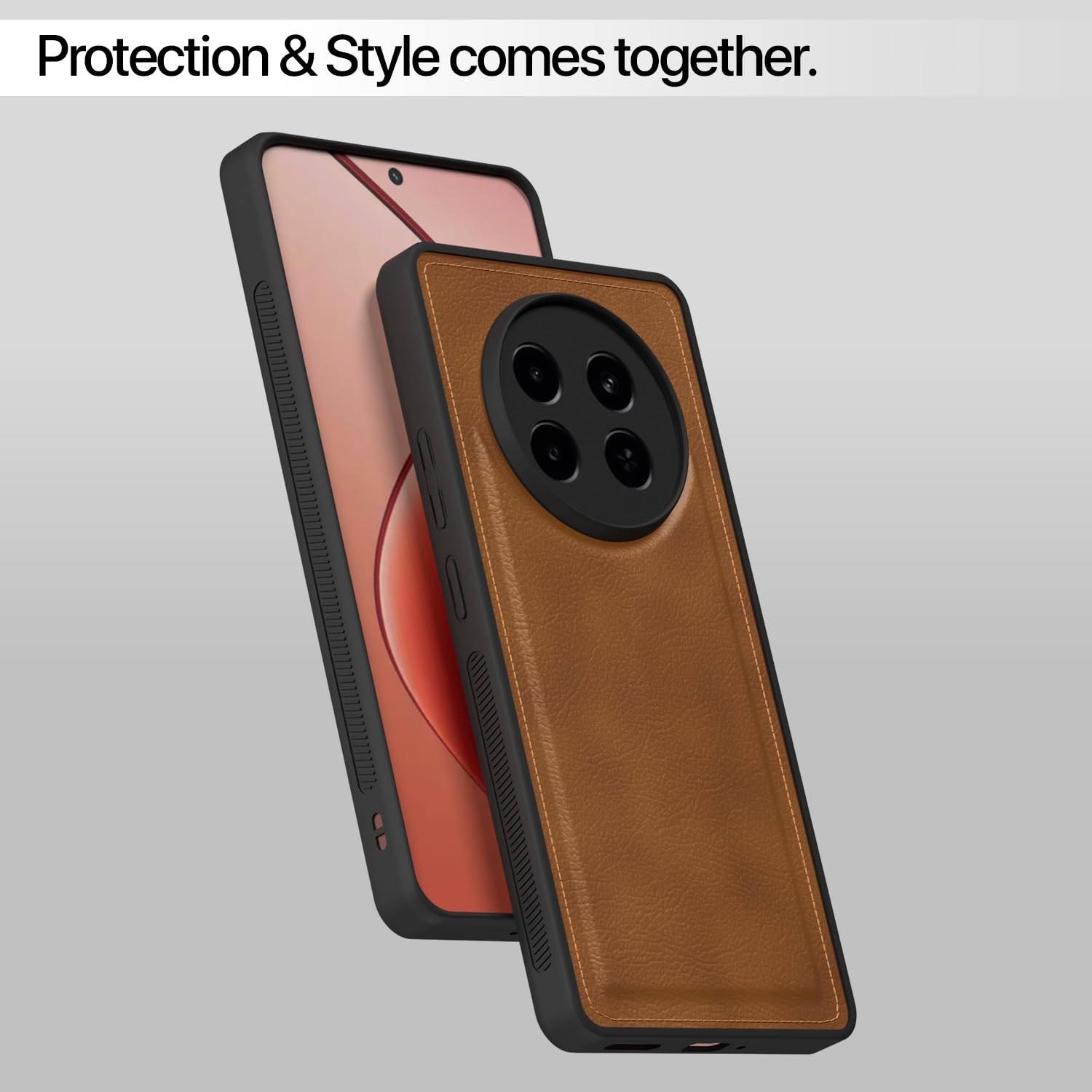Pikkme Realme 13 Plus 5G / Realme P1 Speed 5G Leatherback Back Case | Brown