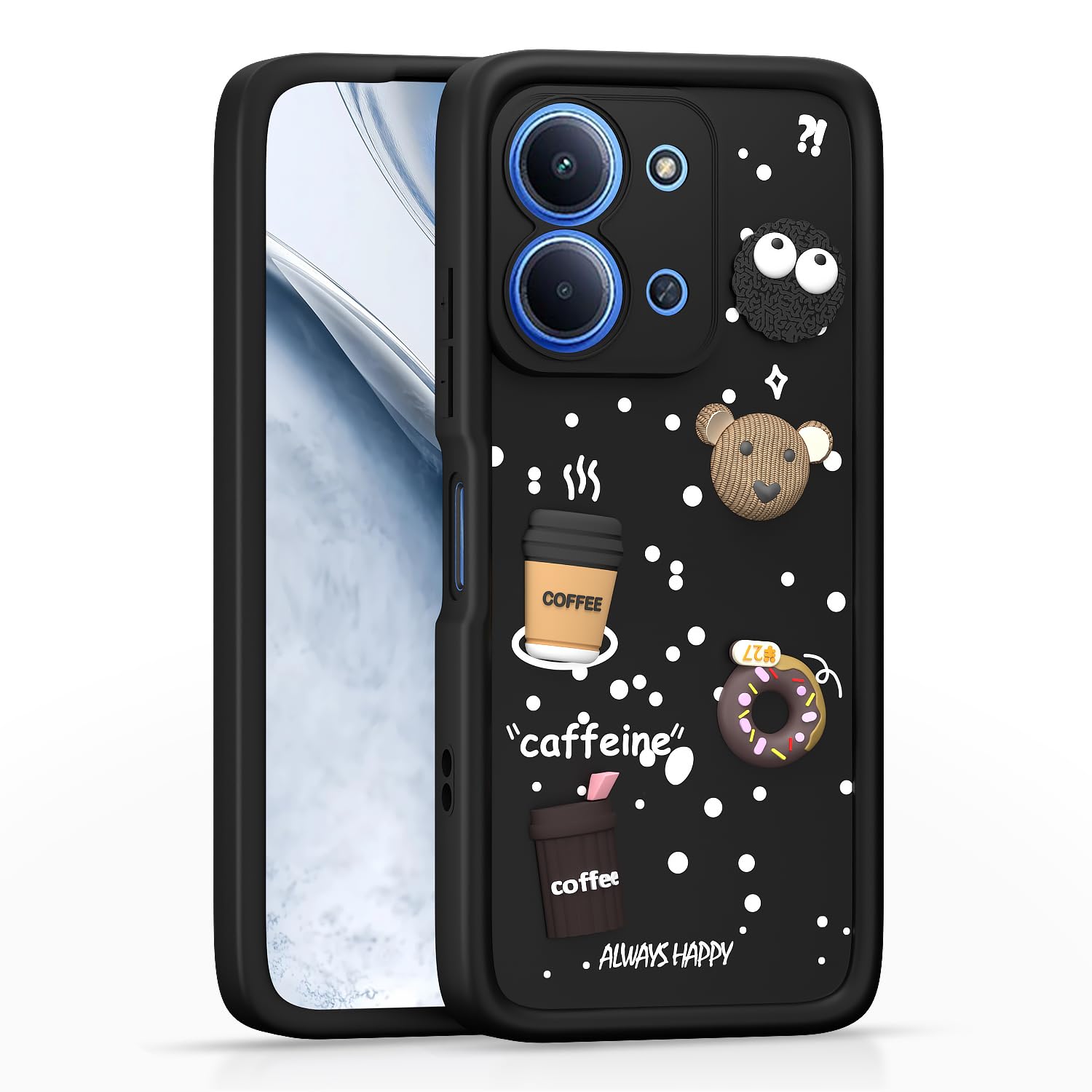 Pikkme black Silicone back cover for Redmi 15c 5G/3D