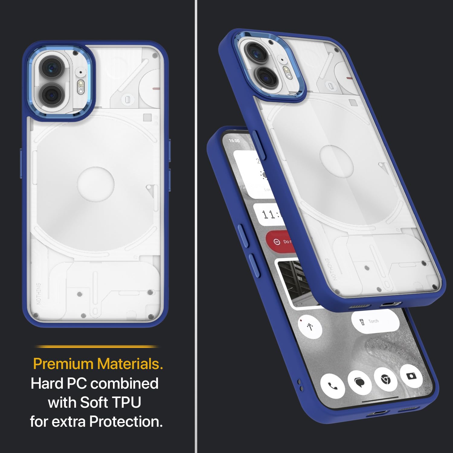 Pikkme Nothing Phone 2 Camring Back Cover (Dark Blue)