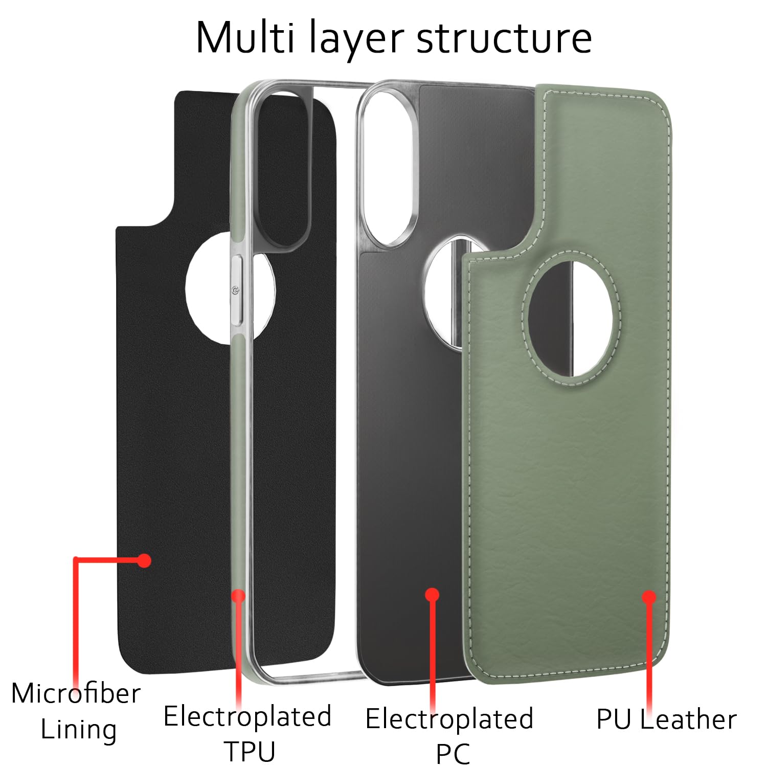 Pikkme iPhone Xs Max Silver Electroplated Chrome Leather Back Cover (Green)