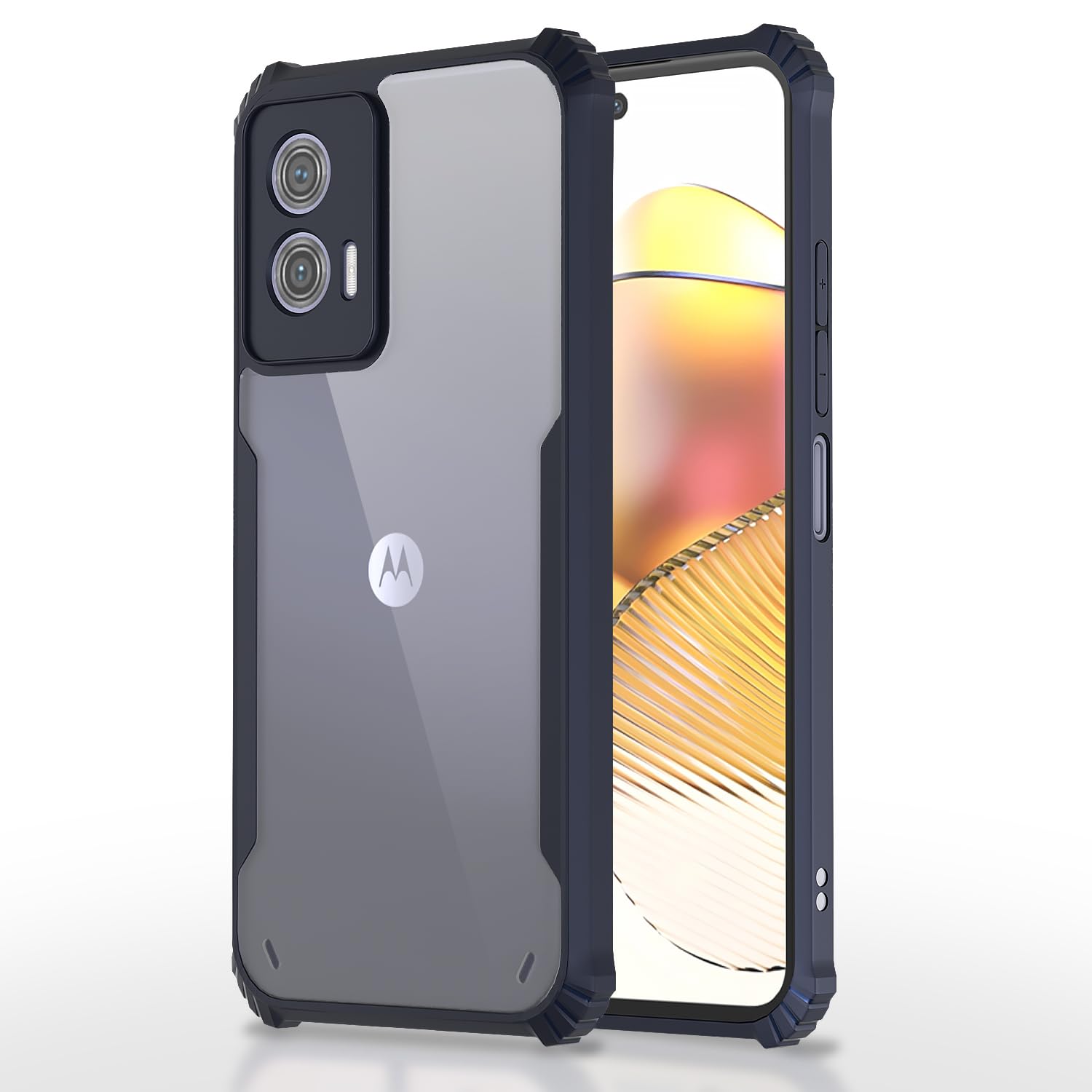 Pikkme blue Hybrid mobile back cover for Moto G73 5G