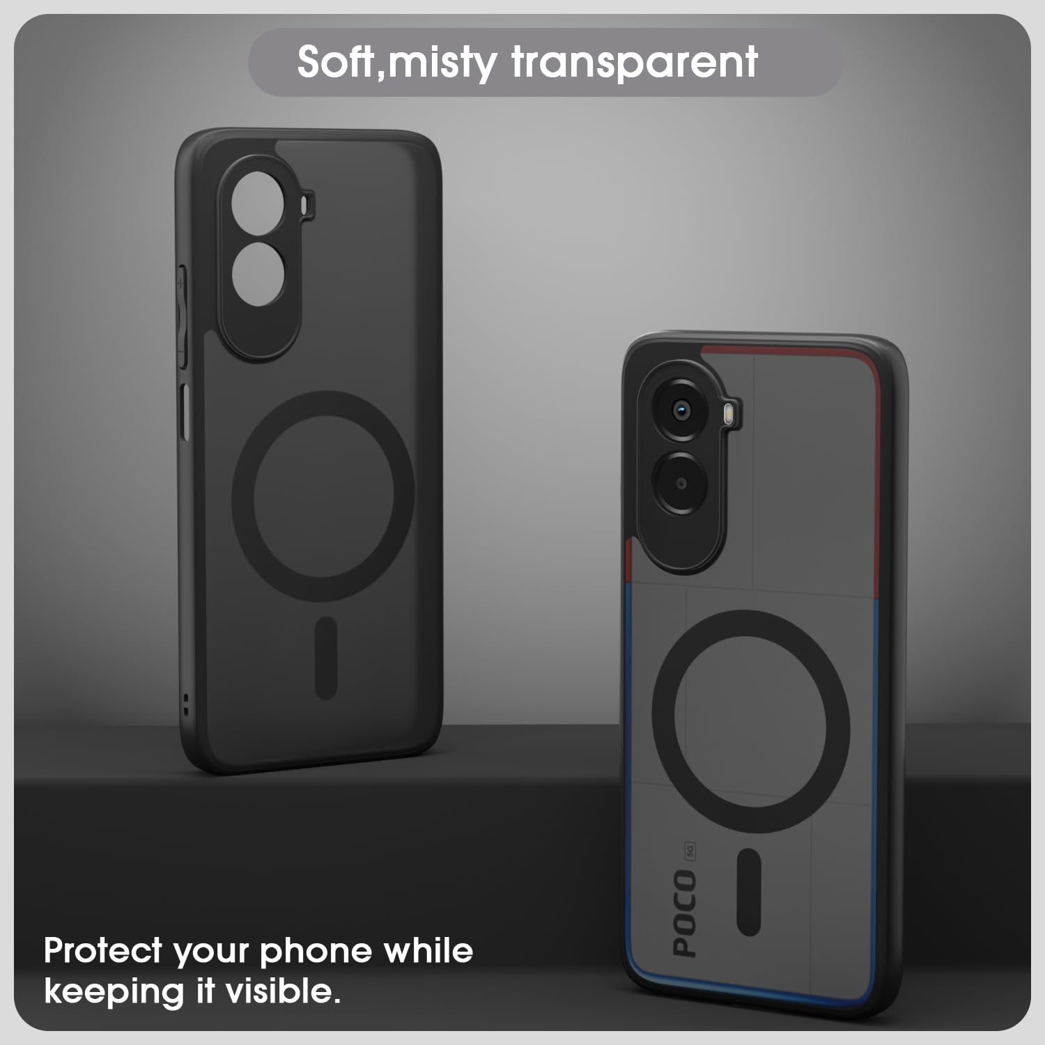 Pikkme Poco M7 Plus 5G black smoke mag-safe mobile back cover – photo 3