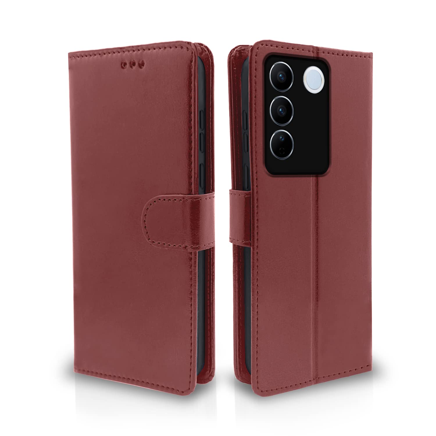 Vivo V27/V27 Pro 5G mobile flip cover in brown by Pikkme