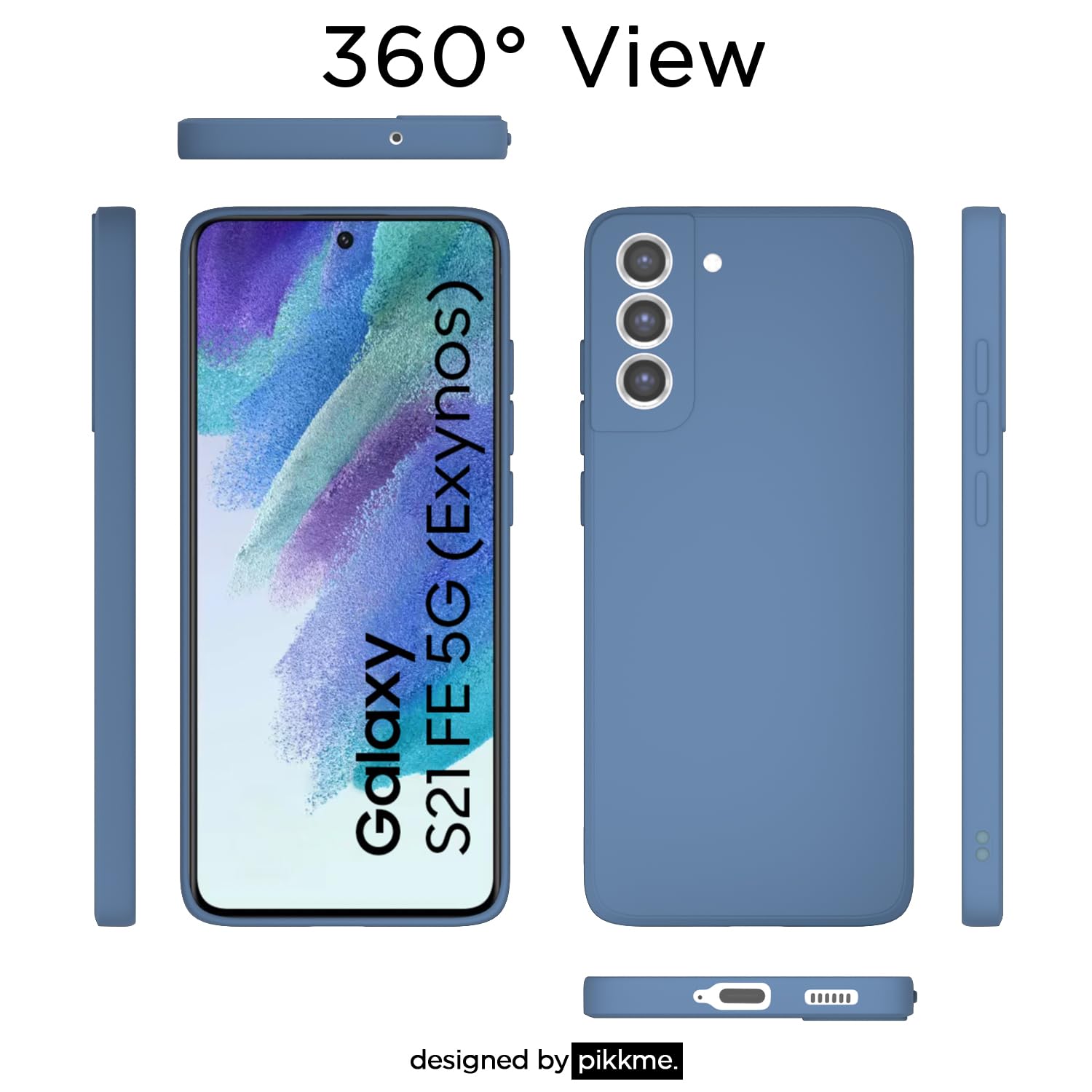 Pikkme Samsung Galaxy S21 FE 5G Soft Matte Silicone Shockproof Case (Aqua Blue)