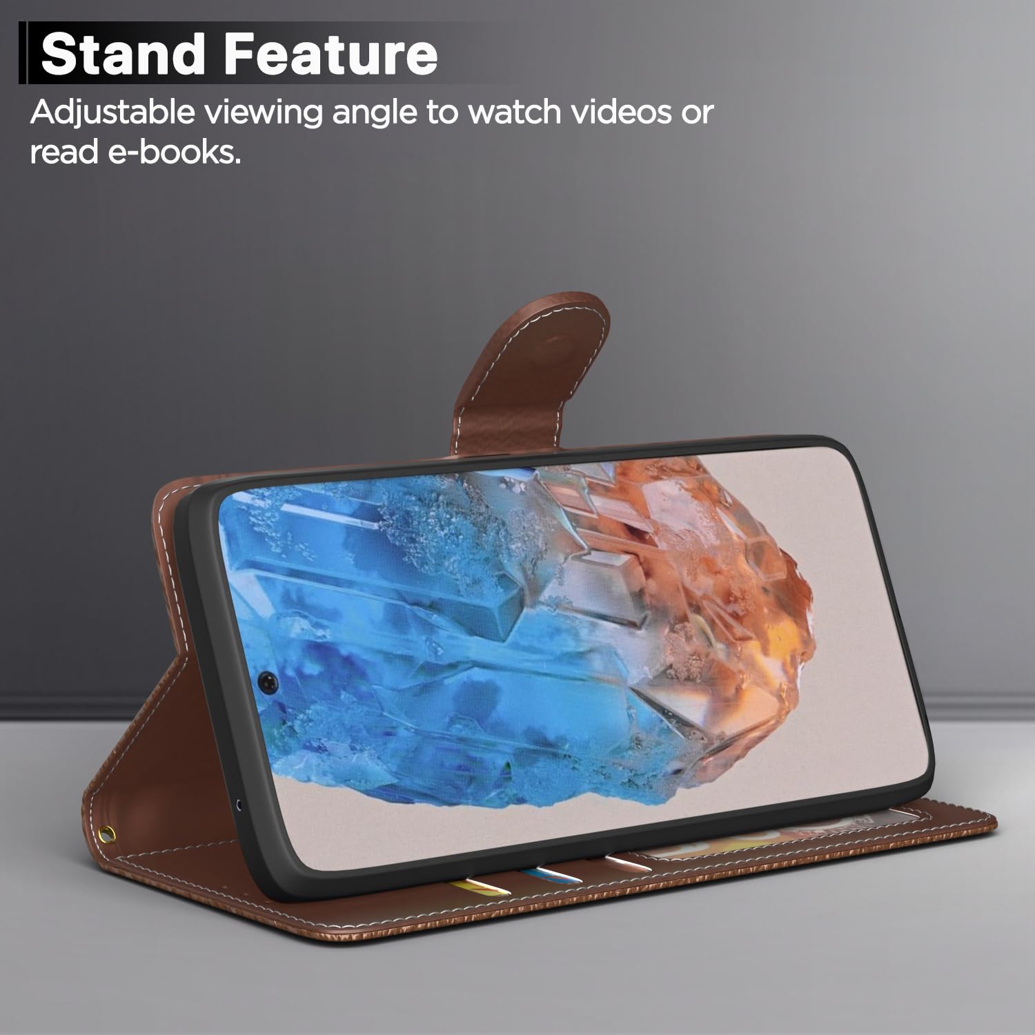 Pikkme Samsung M35 5G Wallet tan flip cover – photo 3