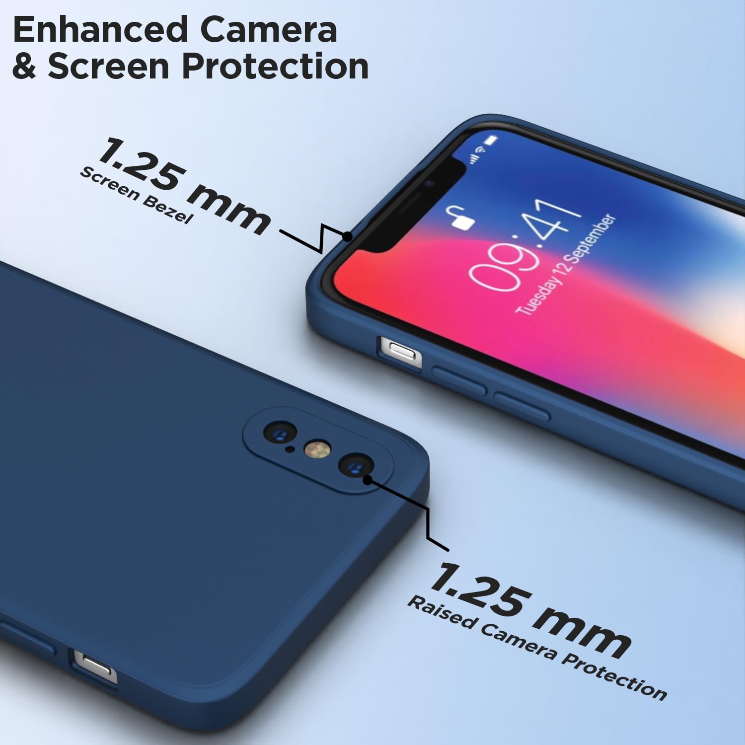 Pikkme iPhone X/XS Soft Matte Liquid Silicone Slim Back Cover | Blue