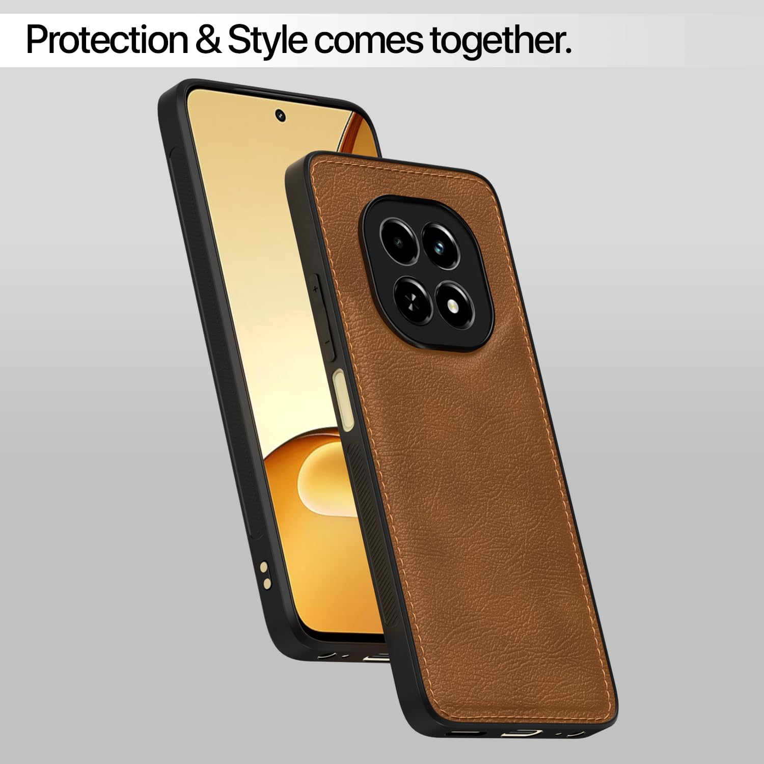 Pikkme Realme C63 5G Leatherback Back Case | Brown