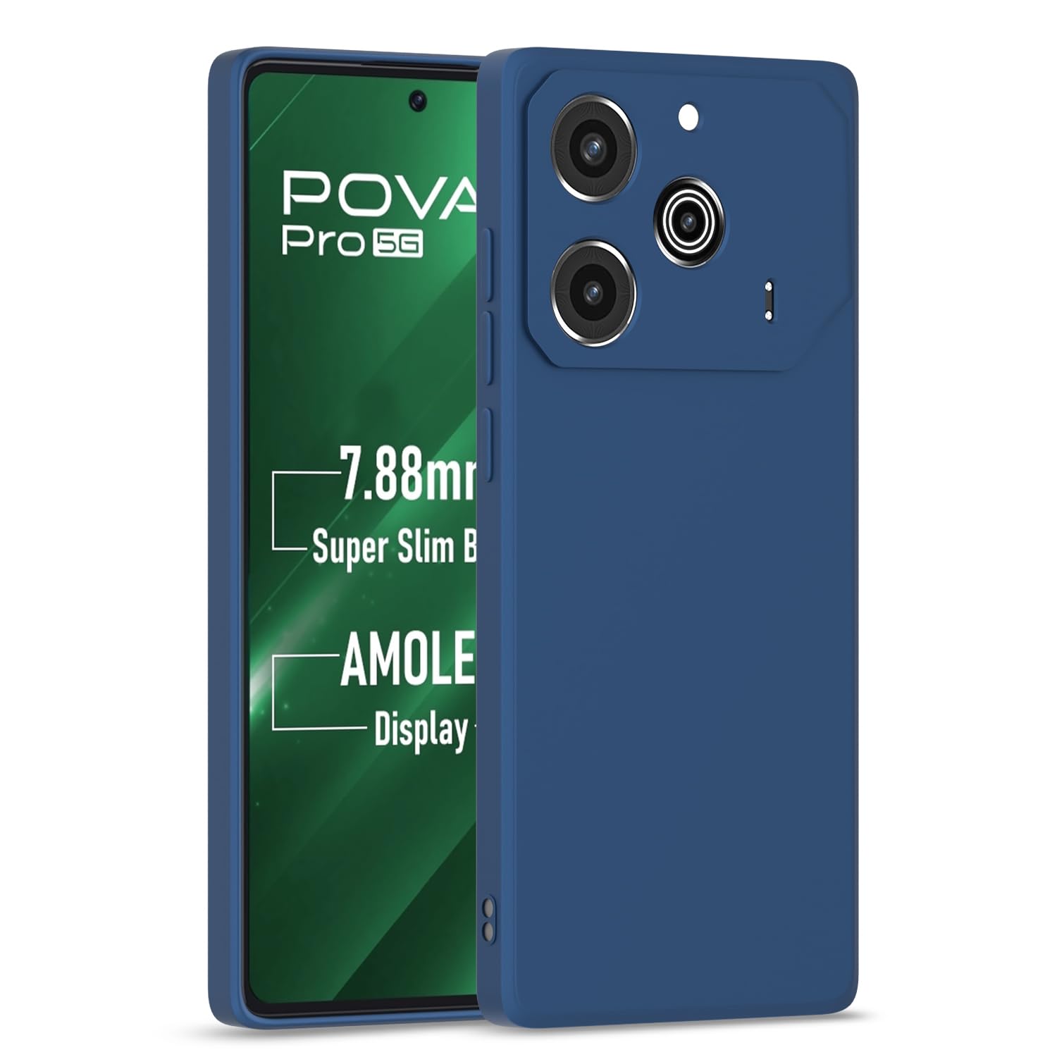Pikkme blue Matte mobile cover for Tecno Pova 6 Pro 5G