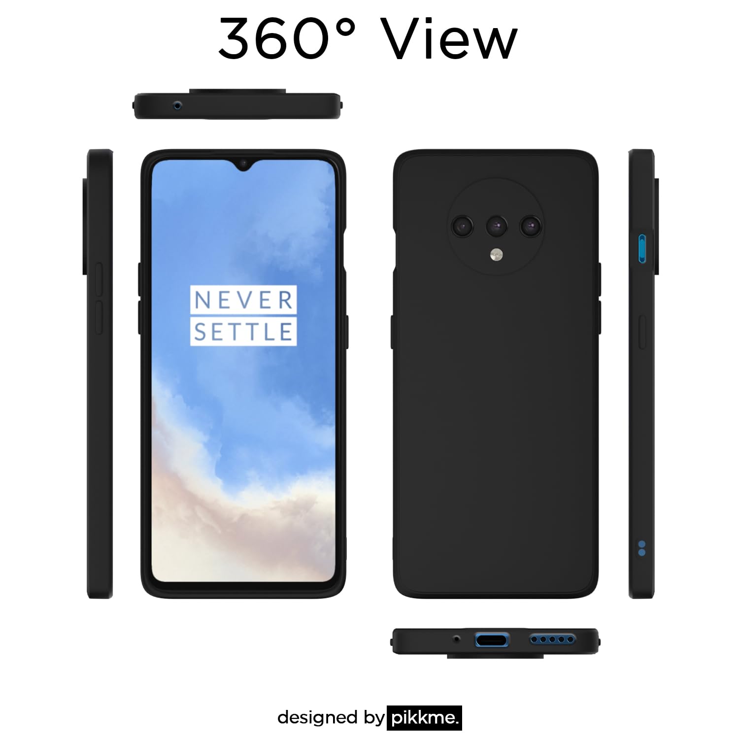 Pikkme OnePlus 7T Liquid Silicone Back Cover | Black