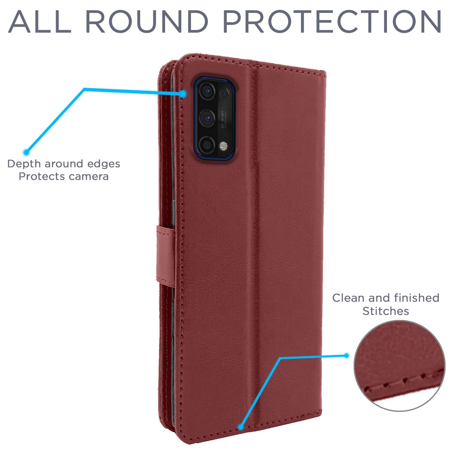 Brown wallet flip cover for Realme 7 Pro – Pikkme – photo 4