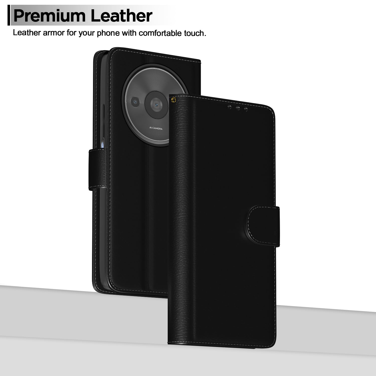 Pikkme Redmi A3 (2024) / Redmi A3x / Poco C61 Vintage Flip Cover (Black)