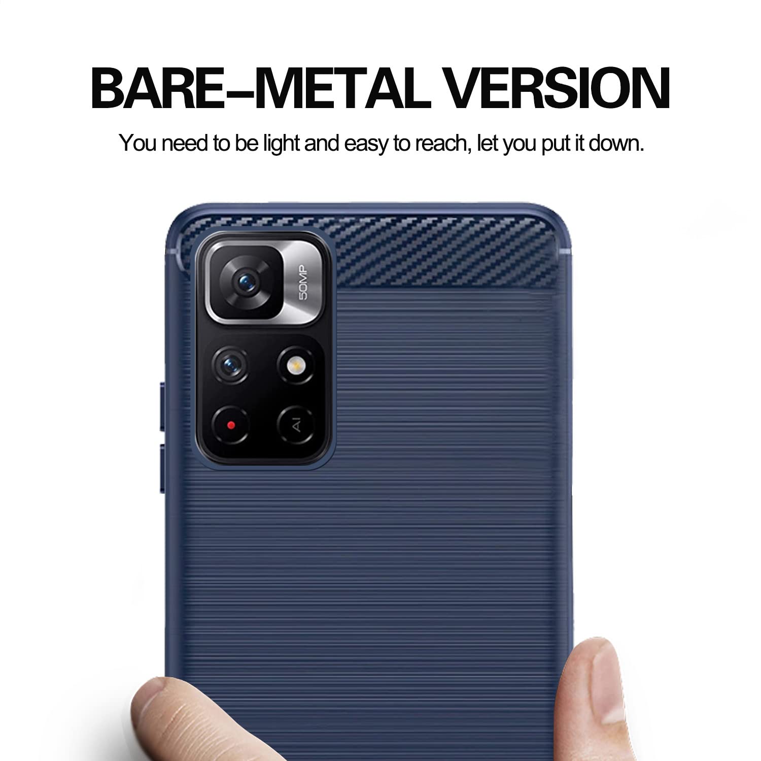 Pikkme Redmi Note 11T / Poco M4 Pro 5G Hybrid Carbon Fiber Back Cover | Blue