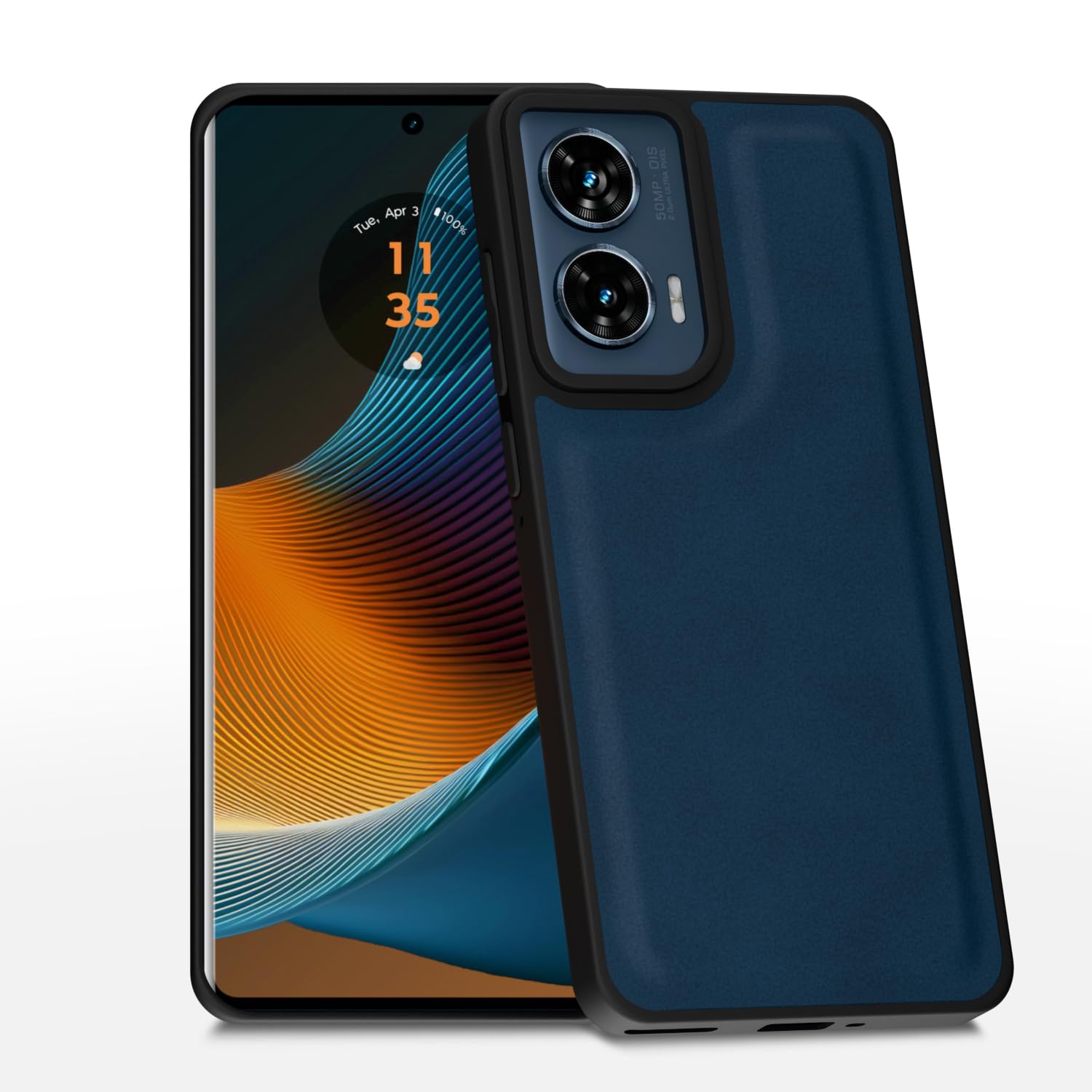 Blue Leather phone cover for Moto Edge 50 Fusion/G96 5G – Pikkme
