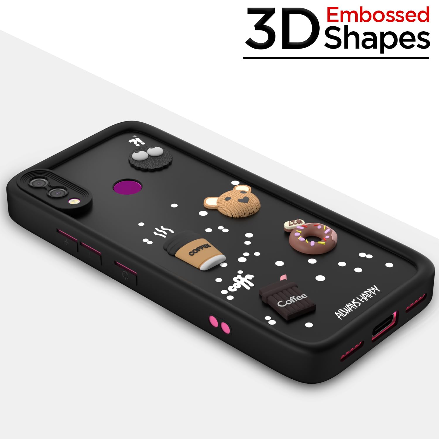 Pikkme Redmi Note 7 / Note 7 Pro / Note 7s Cute Fun Cartoon 3D Bear Coffee Back Cover (Black)