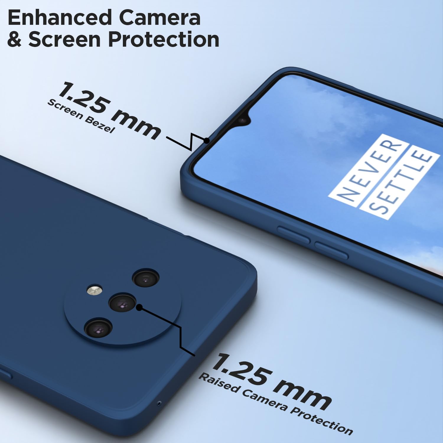 Pikkme OnePlus 7T Liquid Silicone Back Cover | Blue