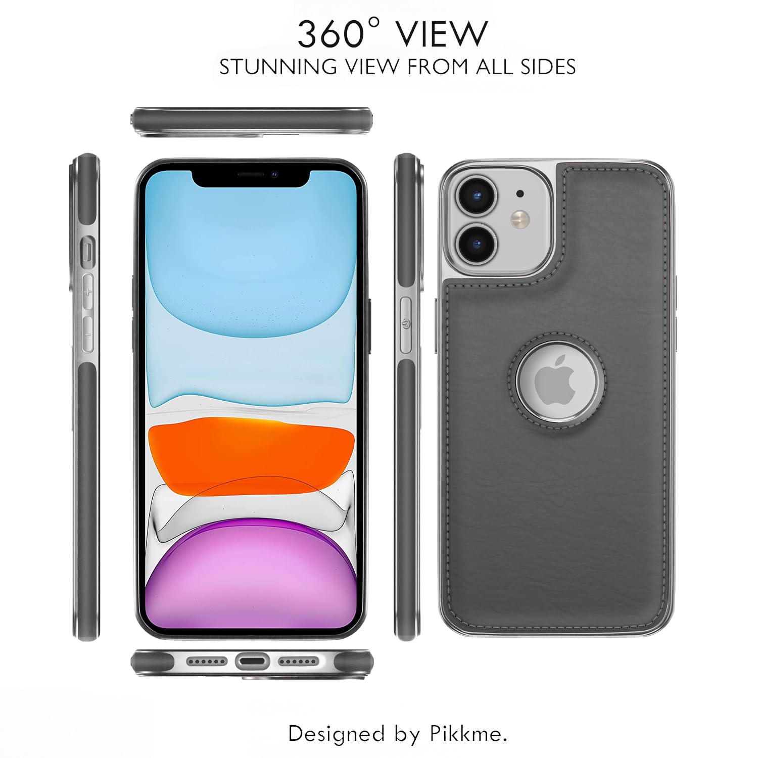 Pikkme iPhone 11 Silver Electroplated Chrome Leather Back Cover (Grey)