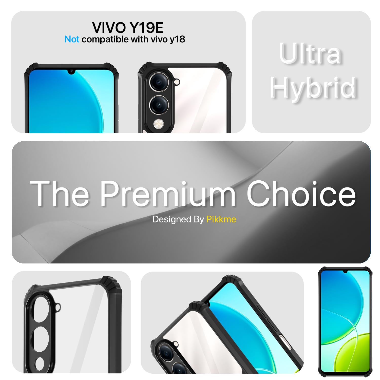 iQOO Z10 Lite 5G/Vivo T4 Lite 5G/Y19 5G/Y19e/Y04 4G/Y29s 5G mobile back cover in black by Pikkme – photo 2