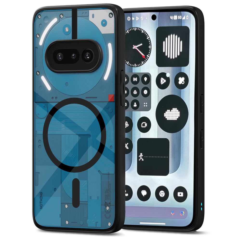 Pikkme Nothing Phone 3a 5G Eagle 2 Mag-Safe Shockproof Hard Transparent Back Cover (Black)