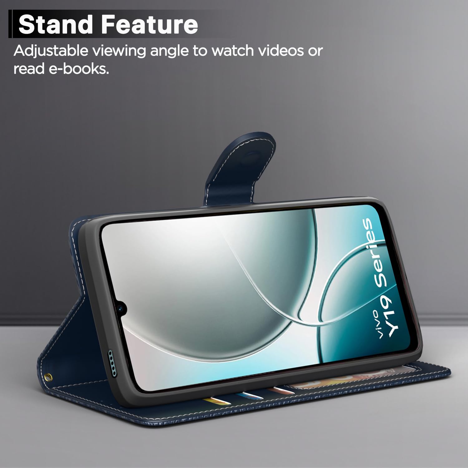 Pikkme Vivo Y19e / Y04 4G / Y29s 5G Contrast Flip Cover (Blue)