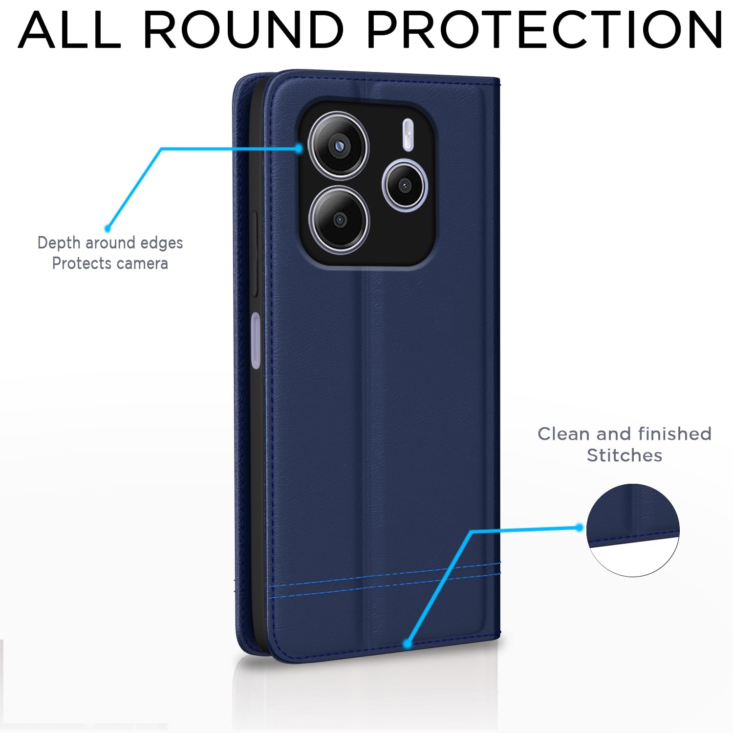 Pikkme Redmi Note 14 5G Magnetic blue wallet flip cover – photo 4