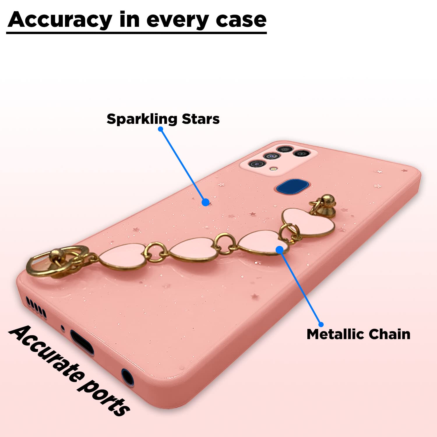 Pikkme Samsung Galaxy M31 / M31 Prime / F41 Chain Back Cover (Pink)
