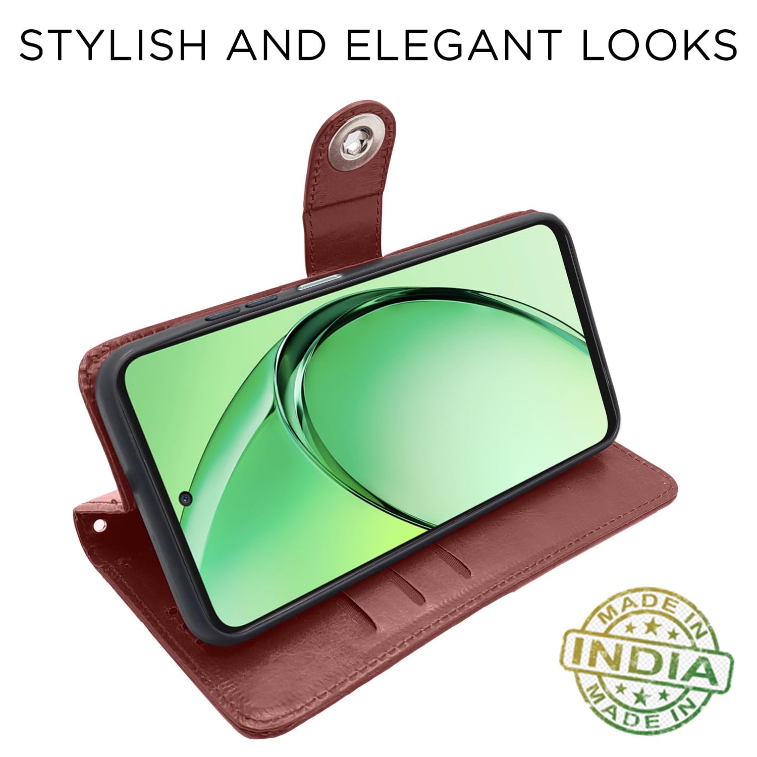 Oppo K12x 5G wallet flip cover in brown by Pikkme – photo 3