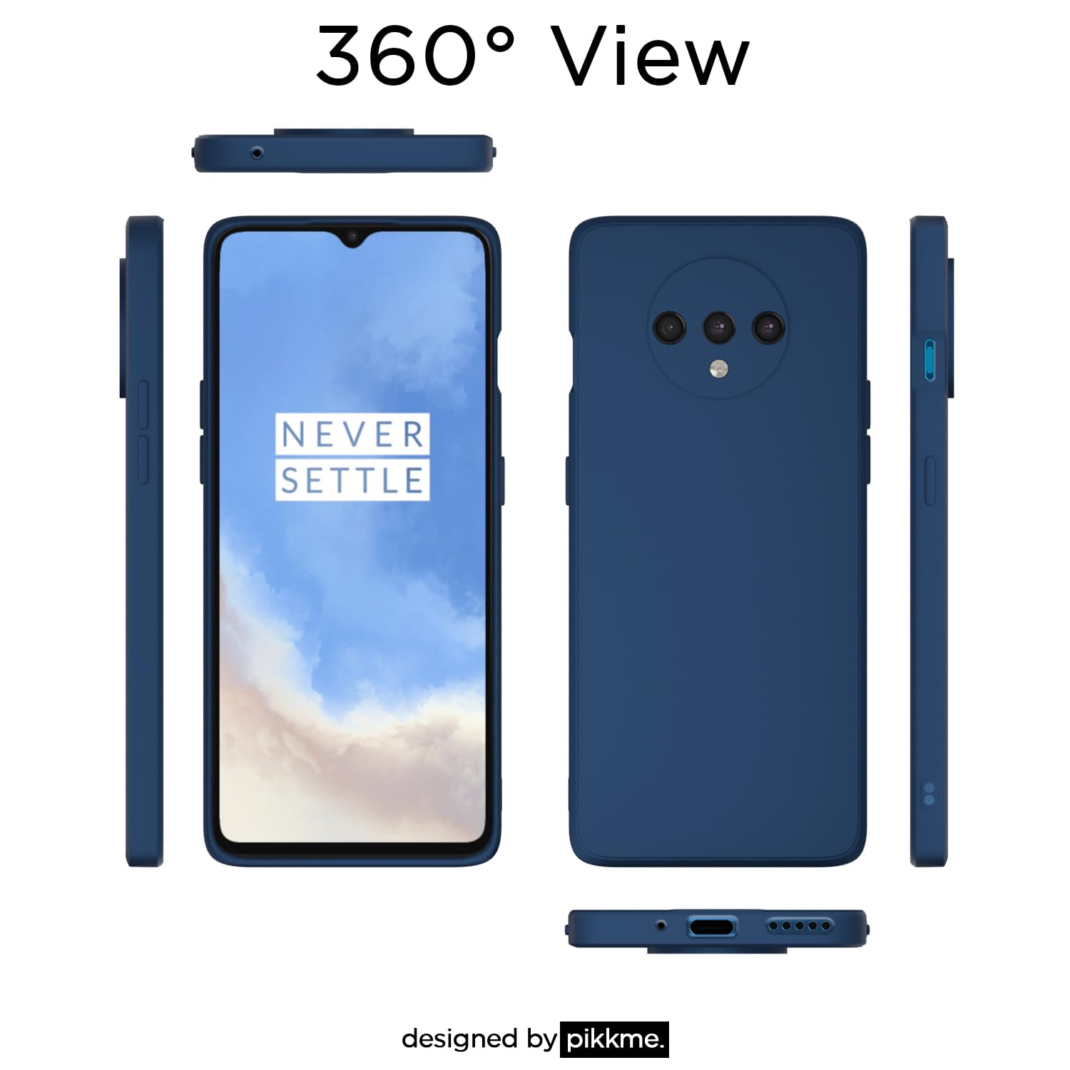 Pikkme OnePlus 7T Liquid Silicone Back Cover | Blue